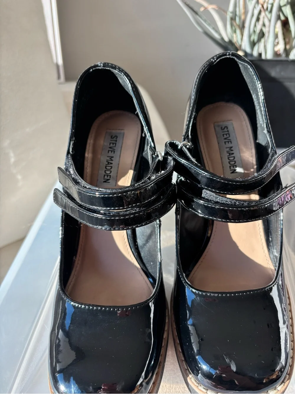 Steve Madden Black Patent Platform Mary Jane Heels